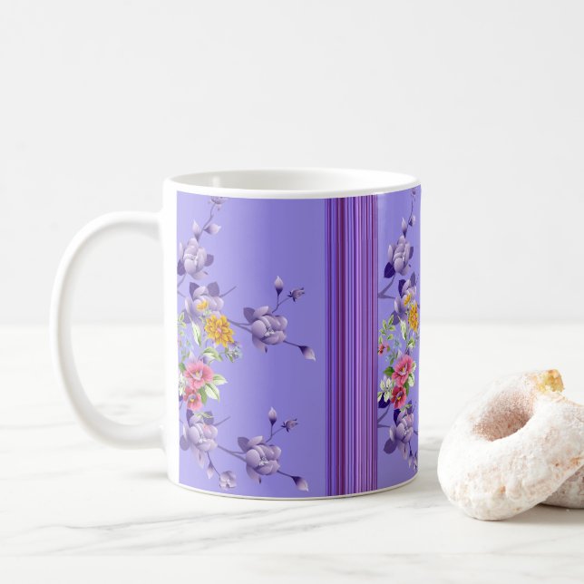 Floral Stripe Mug (With Donut)