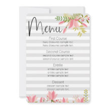 Floral Stripe Wedding | Garden Party Theme Menu