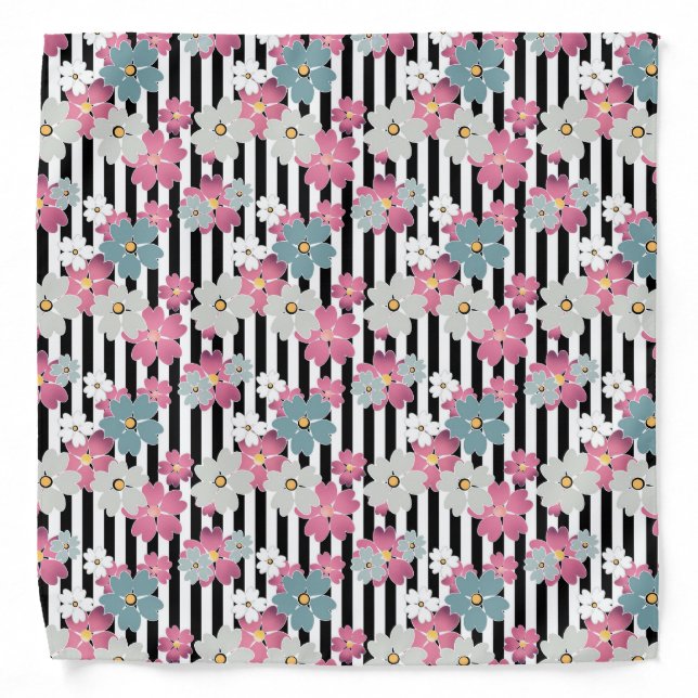 Floral, striped bandana (Front)