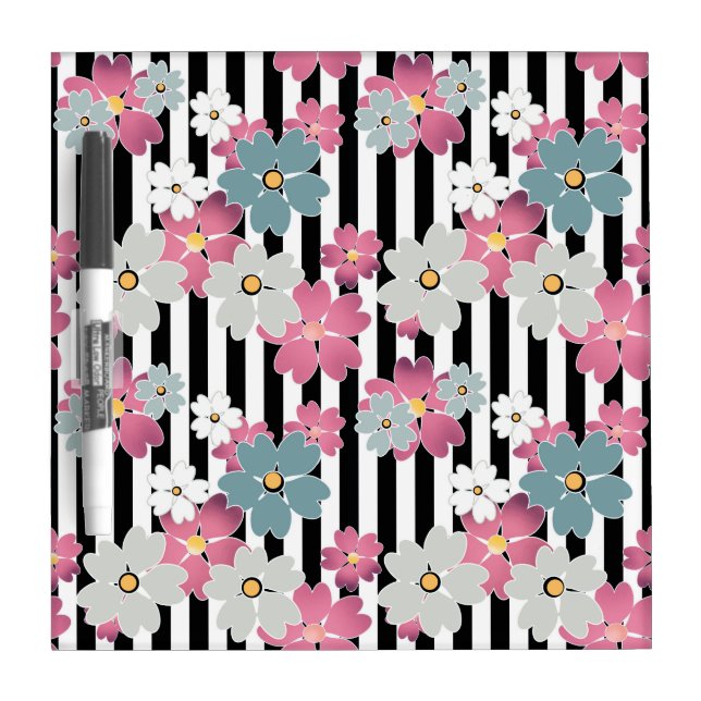 Floral, striped dry erase board (Front)