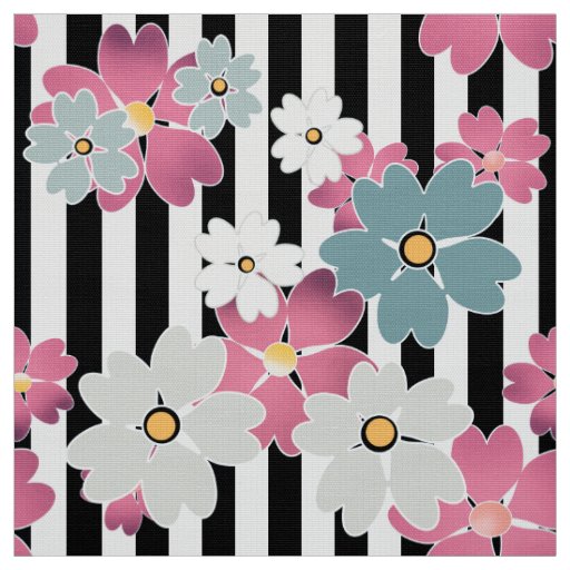 Floral, striped fabric