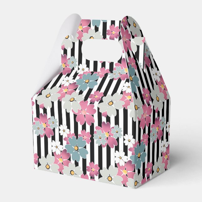 Floral, striped favor boxes (Front Side)