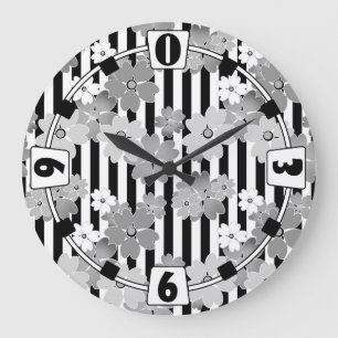 Floral, striped large clock