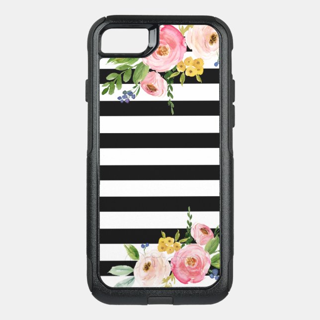 Floral Striped Modern OtterBox iPhone 7 Case (Back)