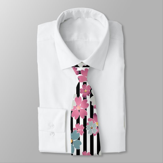 Floral, striped  neck tie (Tied)