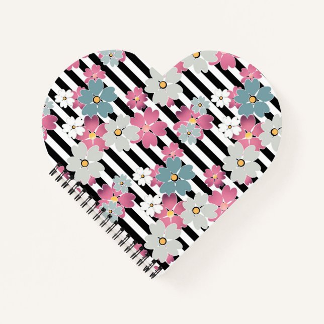 Floral, striped notebook (Front)