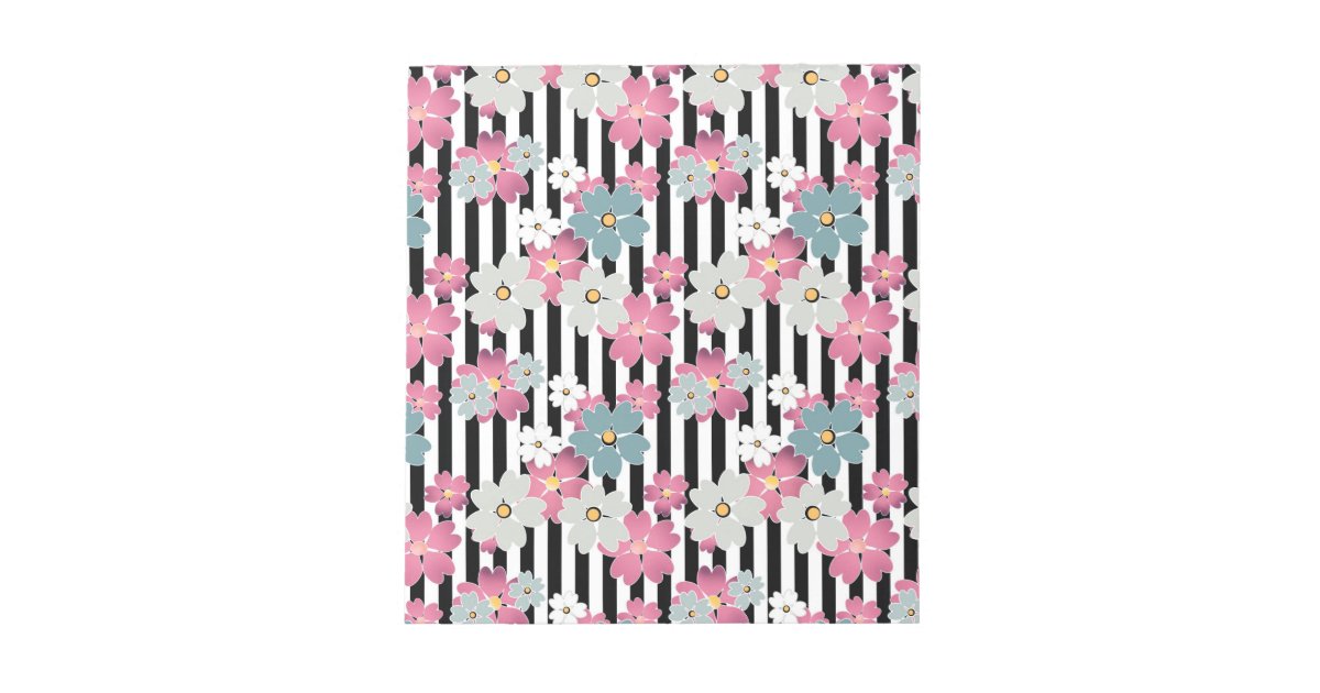 Floral, striped notepad | Zazzle