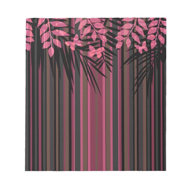 Floral, striped, retro notepad (Front)