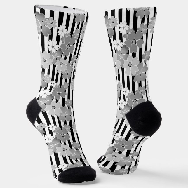 Floral, striped  socks (Angled)