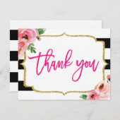 Floral Striped Thank You Note Card (Front/Back)