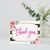 Floral Striped Thank You Note Card (Standing Front)