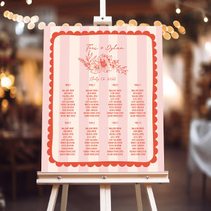 Floral Stripes Blush Wedding Seating Chart Foam Board