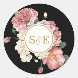 Floral Stripes Favor Sticker / Envelope Seal
