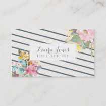 Floral & Stripes Hair Stylist Appointment Cards