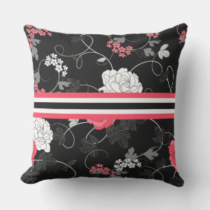 Floral & Stripes Outdoor Throw Pillow 20" x 20"