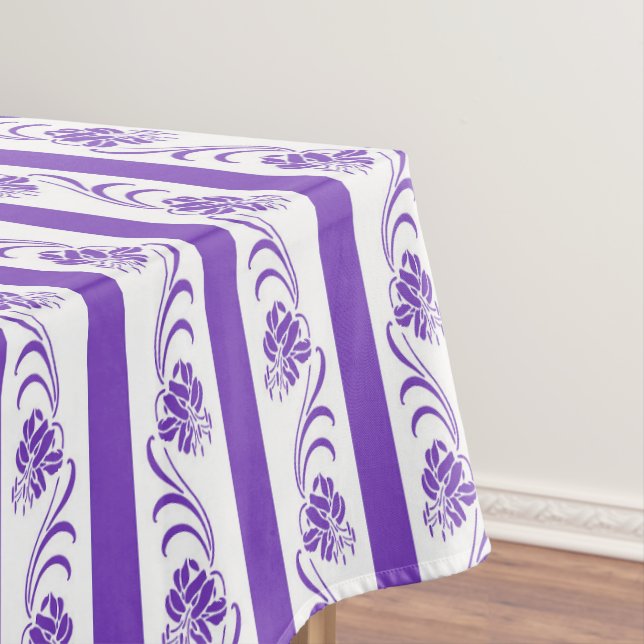 Floral stripes pattern tablecloth (In Situ)