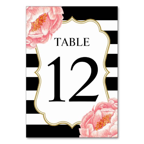 Floral Stripes Table 12 Table Number