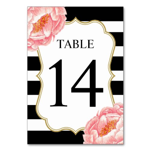 Floral Stripes Table 14 Table Number