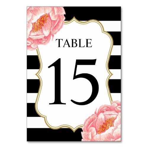 Floral Stripes Table 15 Table Number