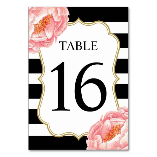 Floral Stripes Table 16 Table Number