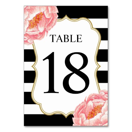 Floral Stripes Table 18 Table Number