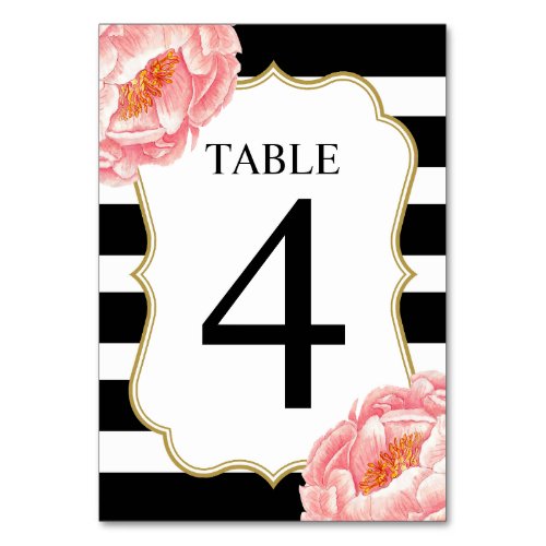 Floral Stripes Table 4 Table Number