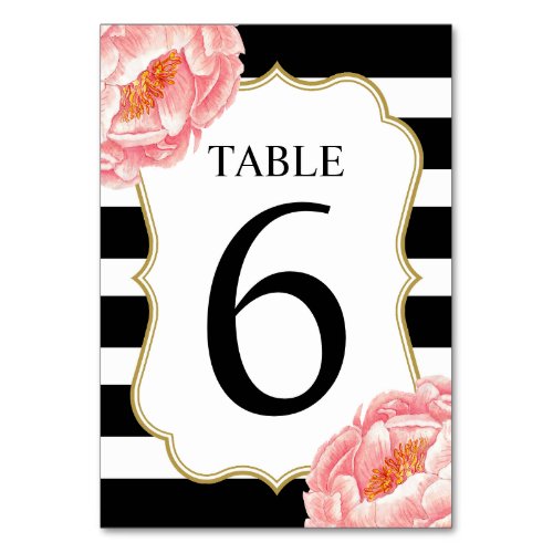 Floral Stripes Table 6 Table Number