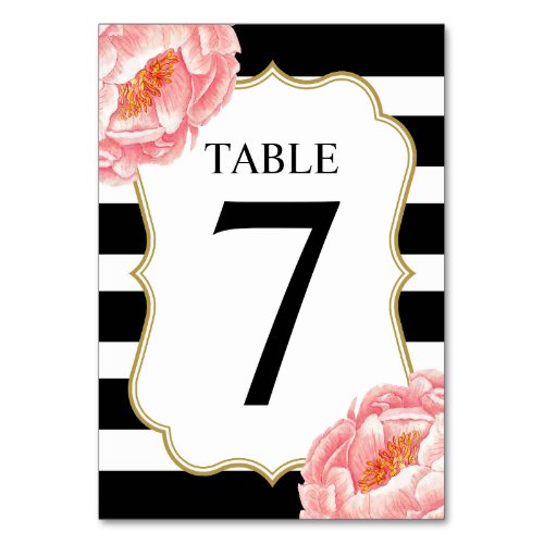 Floral Stripes Table 7 Table Number