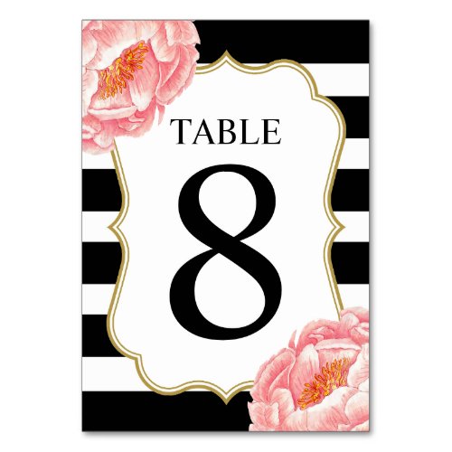 Floral Stripes Table 8 Table Number