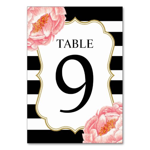 Floral Stripes Table 9 Table Number