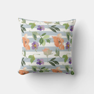 Floral Stripes Throw Pillow
