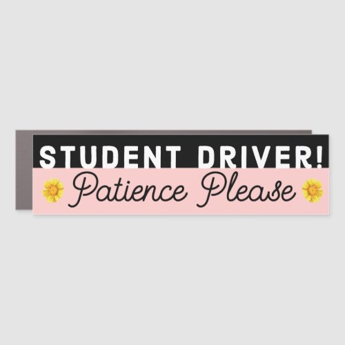Floral Student Driver Patience Please Car Magnet