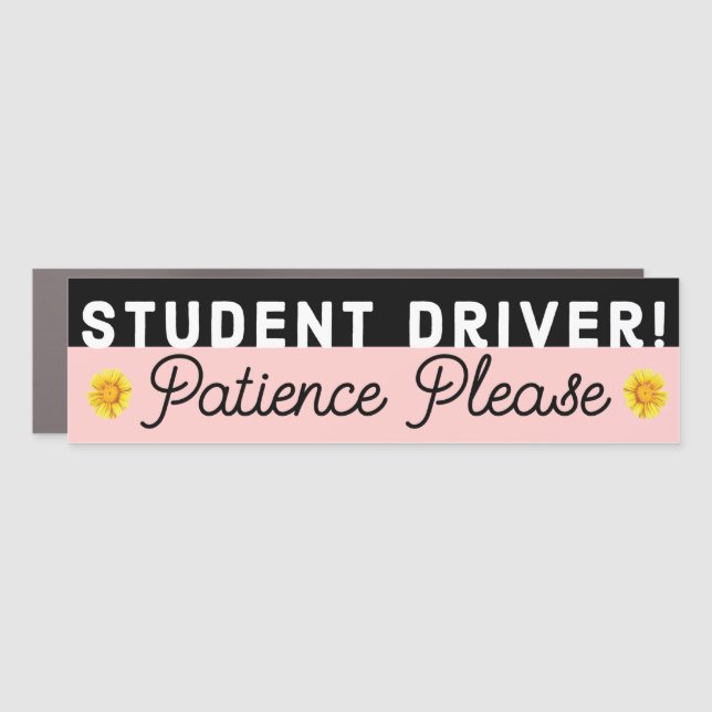 Floral Student Driver Patience Please Car Magnet (Front)