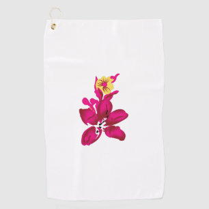 Floral Style, ArtyClick Crimson, Light Gold Golf Towel