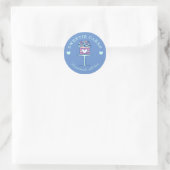 Floral Style Bakery Cake & Stand Logo Blue Classic Round Sticker (Bag)