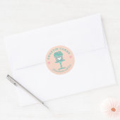 Floral Style Bakery Cake & Stand Logo Blush Pink Classic Round Sticker (Envelope)