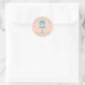 Floral Style Bakery Cake & Stand Logo Blush Pink Classic Round Sticker (Bag)