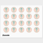 Floral Style Bakery Cake & Stand Logo Blush Pink Classic Round Sticker (Sheet)