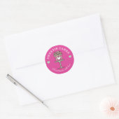 Floral Style Bakery Cake & Stand Logo Pink Classic Round Sticker (Envelope)