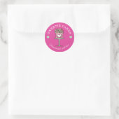Floral Style Bakery Cake & Stand Logo Pink Classic Round Sticker (Bag)