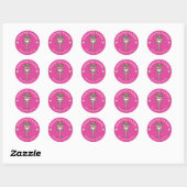 Floral Style Bakery Cake & Stand Logo Pink Classic Round Sticker (Sheet)
