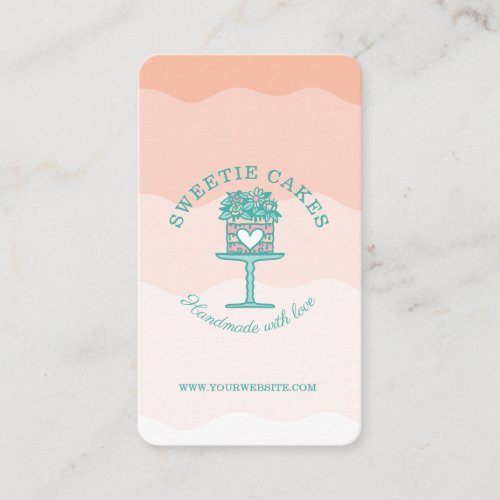 Floral Style Bakery Cake  Stand Logo Pink Ombre Business Card