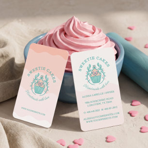 Floral Style Bakery Cupcake Logo Blush Pink Ombre Business Card