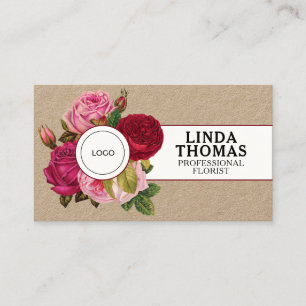 Floral style roses cover business card