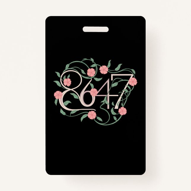 Floral Subtle Anti Trump 8647 86 47 Boho Badge (Front)