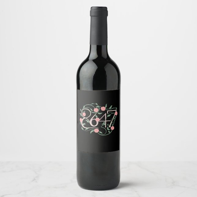 Floral Subtle Anti Trump 8647 86 47 Boho Wine Label (Front)