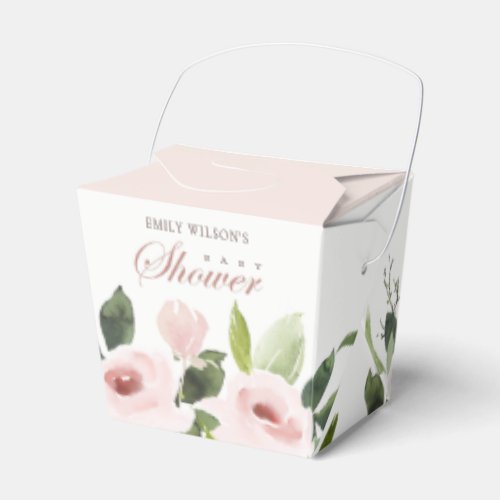 FLORAL SUBTLE SOFT BLUSH PINK ROSE BABY SHOWER FAVOR BOXES