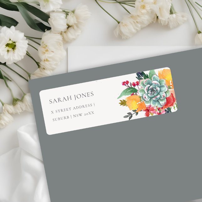 FLORAL SUCCULENT ANTLER BOHEMIAN ALLURE  ADDRESS LABEL (Creator Uploaded)