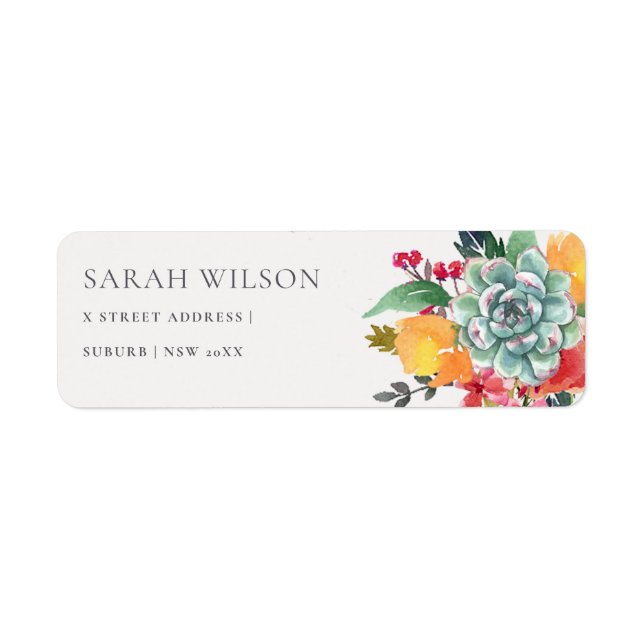 FLORAL SUCCULENT ANTLER BOHEMIAN ALLURE  ADDRESS LABEL (Front)