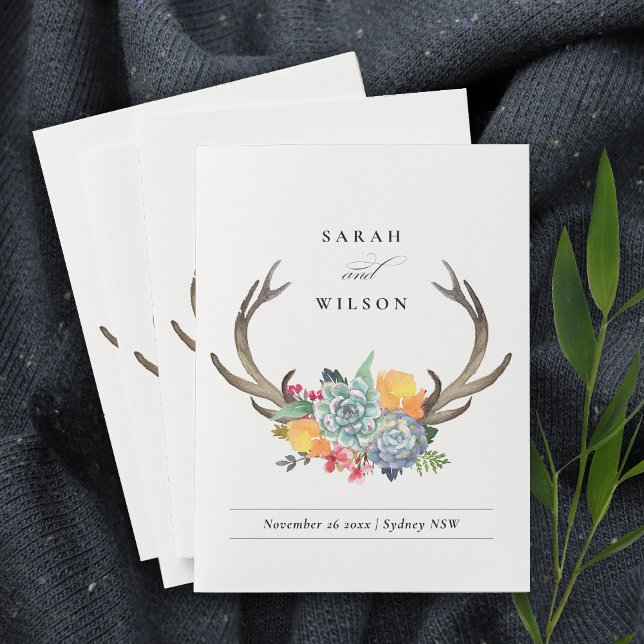 FLORAL SUCCULENT ANTLER BOHEMIAN ALLURE  MONOGRAM POCKET FOLDER (Creator Uploaded)